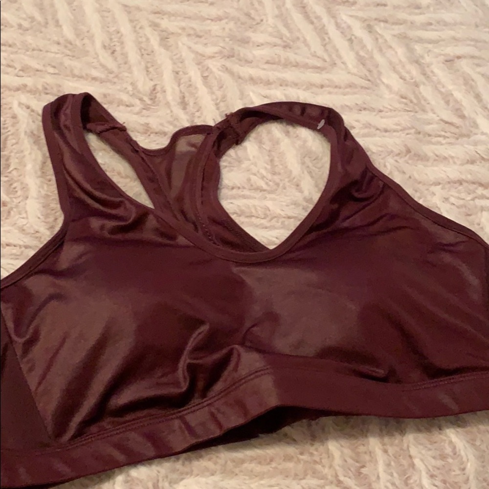 RBX Maroon Pearlescent Mesh Back Sports Bra